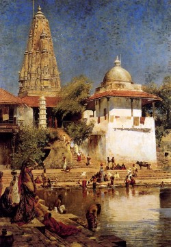 Der Tempel und Tank Walkeshwar In Bombay Indian Ölgemälde